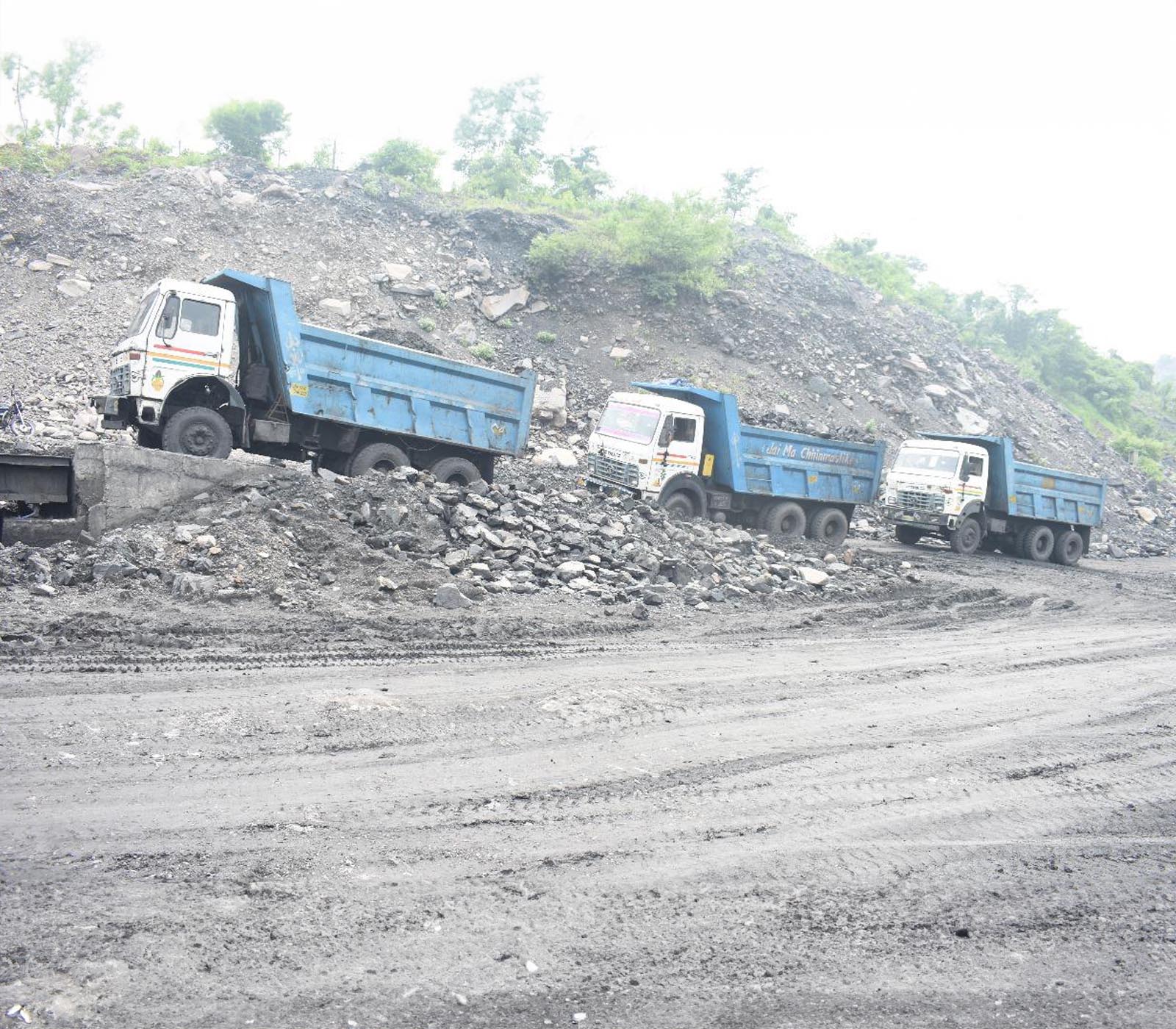 Coal being transported on site